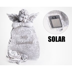   POLIREZIN SOLAR ANGYAL SZIKLÁN, MÉLY FÁJDALOMMAL FELIRAT, SZÜRKE