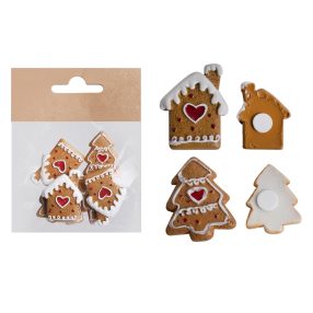   POLIREZIN MÉZESKALÁCS HÁZ ÉS FENYŐFA, SZETTBEN, 6 DARABOS, ÖNTAPADÓS