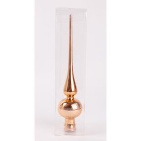ÜVEG KARÁCSONYI CSÚCSDÍSZ PVC DOBOZBAN, FÉNYES BRONZ