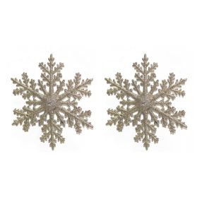   AKASZTÓS KARÁCSONYI DÍSZ HÓPEHELY SZETT, 2 DARABOS, ARANY GLITTER