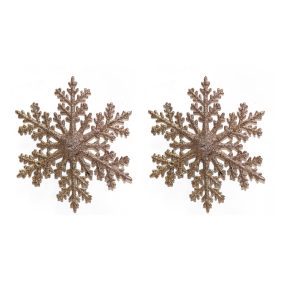   AKASZTÓS KARÁCSONYI DÍSZ HÓPEHELY SZETT, 2 DARABOS, ROSEGOLD GLITTER