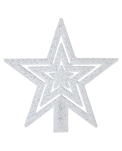 KARÁCSONYI CSÚCSDÍSZ CSILLAG, FEHÉR GLITTER