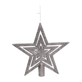 KARÁCSONYI CSÚCSDÍSZ CSILLAG, EZÜST GLITTER