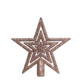 KARÁCSONYI CSÚCSDÍSZ CSILLAG, ROSEGOLD GLITTER