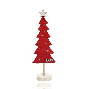 DEKOR FA FENYŐFA, CHRISTMAS FELIRATTAL, PIROS