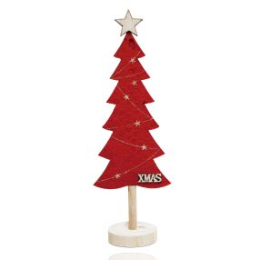 DEKOR FA FENYŐFA, CHRISTMAS FELIRATTAL, PIROS