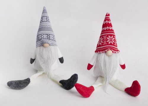 TEXTIL ORRSZAKÁLL, LÓGÓ LÁBBAL, NORVÉG MINTÁS SAPKÁBAN, PIROS VAGY SZÜRKE