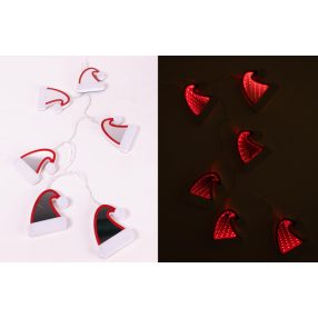 LED FÜZÉR MIKULÁS SAPKÁK, 6 DARAB, PIROS