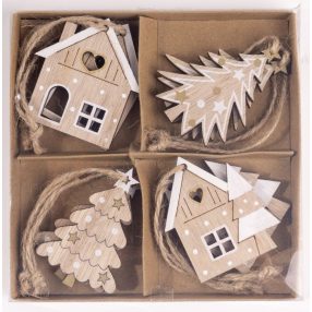   FA AKASZTÓS HÁZ ÉS FENYŐFA SZETTBEN, 8 DARABOS, NATÚR, 4 FÉLE