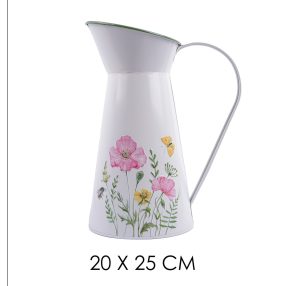 BÁDOG KANCSÓ, RÓZSASZÍN PIPACS MINTÁS, FEHÉR