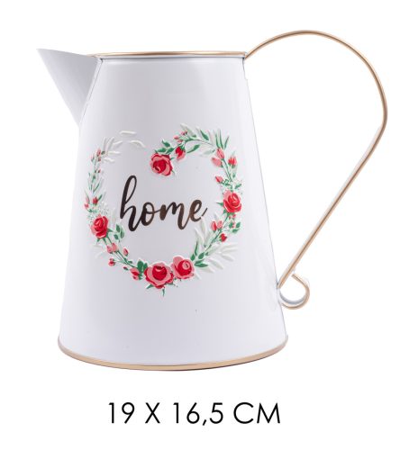 BÁDOG KIÖNTŐ, RÓZSA MINTÁS, HOME FELIRATTAL, FEHÉR