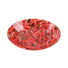 ÜVEG TÁL MÉLY, OVÁLIS, CHILI PAPRIKÁS, PIROS