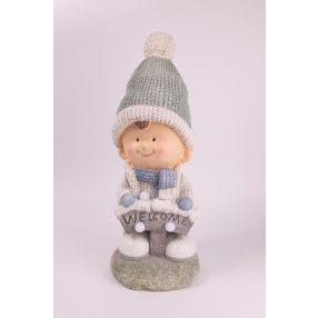   KÜLTÉRI LED GYEREK ÁLLÓ, TÜRKIZ RUHÁBAN, WELCOME TÁBLÁVAL