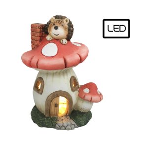 KERÁMIA VILÁGÍTÓ GOMBAHÁZ, LEDDEL, SÜNIVEL, PIROS