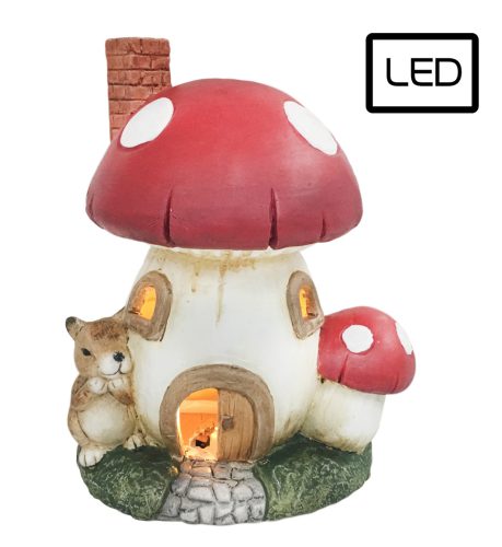 KERÁMIA VILÁGÍTÓ GOMBAHÁZ, LEDDEL, PÖTTYÖS, PIROS