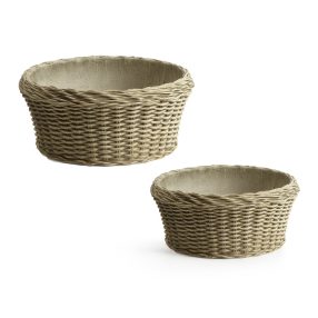 BETONKASPÓ, 2 DARABOS, KEREK, KOSÁR MINTÁS, RATTAN