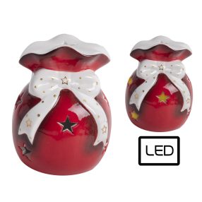 PORCELÁN ZSÁK, LEDDEL, BORDÓ FEHÉR