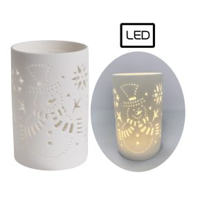 PORCELÁN LEDDEL, LÁMPÁS HÓEMBER, FEHÉR