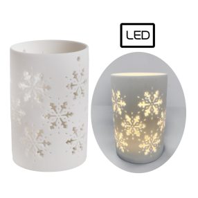 PORCELÁN LEDDEL, LÁMPÁS JÉGVIRÁGGAL, FEHÉR