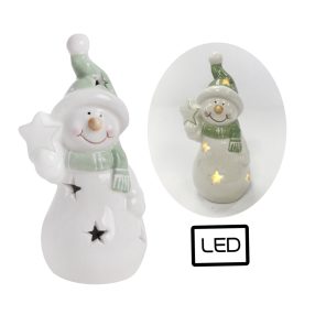 PORCELÁN HÓEMBER, LEDDEL, CSILLAGGAL, FEHÉR ZÖLD