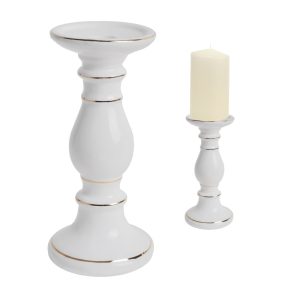 PORCELÁN GYERTYATARTÓ, FEHÉR ARANY