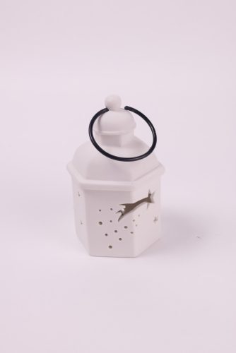 PORCELÁN LÁMPÁS LEDDEL, FEHÉR, HULLÓCSILLAG MINTÁS