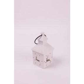 PORCELÁN LÁMPÁS LEDDEL, FEHÉR, SZARVAS MINTÁS