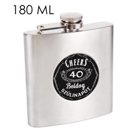   LAPOSÜVEG ROZSDAMENTES ACÉL, CHEERS 40 BOLDOG SZÜLINAPOT FELIRAT