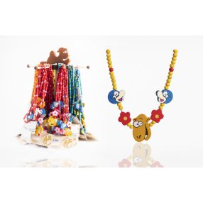 WOODEN NECKLACE TEVECLUB 72PC/STAND