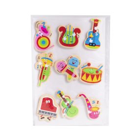 WOODEN STICKERS MUSICAL INSTRUMENTS SET OF 9