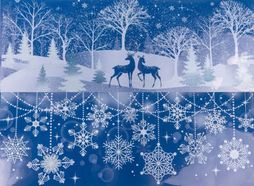 ABLAK MATRICA, HAVAS ERDŐ VAGY HÓKRISTÁLYOK, GLITTERES