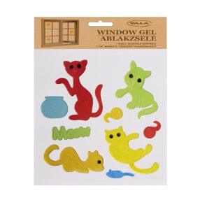 ABLAKZSELÉ MACSKÁK, MEOW FELIRAT, SZÍNES