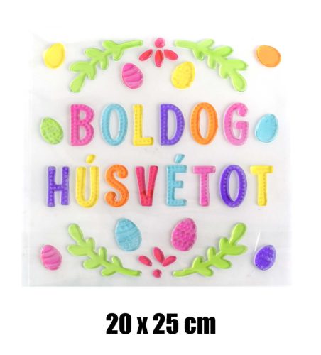 ABLAKZSELÉ, BOLDOG HÚSVÉTOT FELIRAT, TOJÁSOKKAL