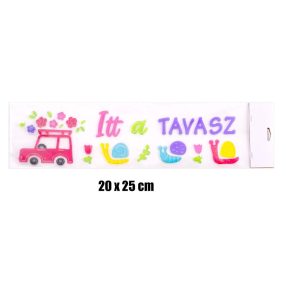 ABLAKZSELÉ CSIGÁK ÉS AUTÓ, ITT A TAVASZ FELIRATTAL