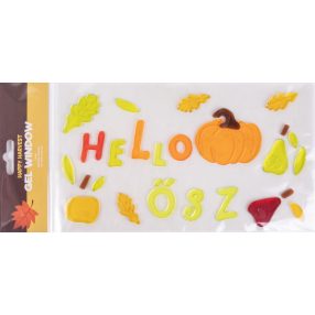 ABLAKZSELÉ HELLO ŐSZ FELIRAT, TÖK ÉS FALEVELEK