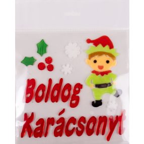 ABLAKZSELÉ KARÁCSONYI MANÓ, BOLDOG KARÁCSONYT FELIRAT