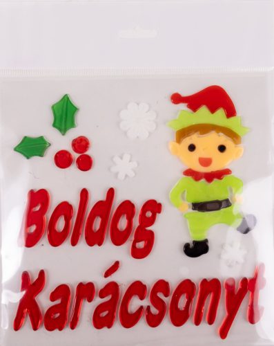 ABLAKZSELÉ KARÁCSONYI MANÓ, BOLDOG KARÁCSONYT FELIRAT