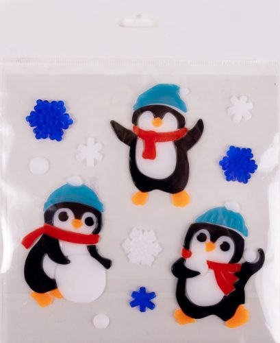 ABLAKZSELÉ 3 PINGVIN KÉK SAPKÁBAN