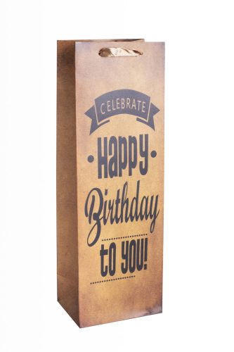 PAPÍRTASAK BOROS, MATT, SZALAGFÜLLEL, HAPPY BIRTHDAY FELIRAT