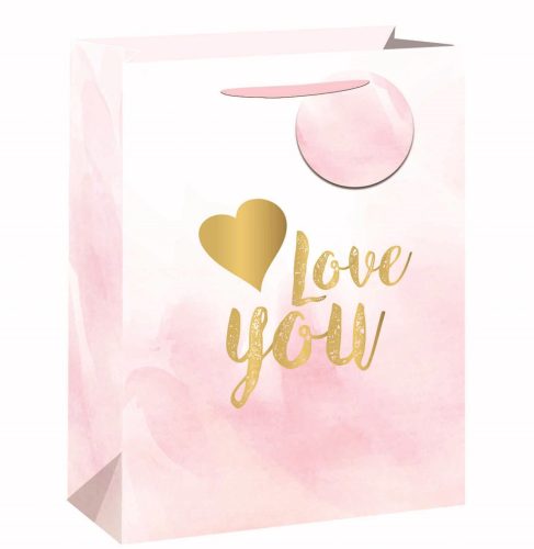 PAPÍRTASAK MATT ROZSASZÍN ARANY I LOVE YOU FELIRAT