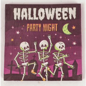 PARTY PAPÍR SZALVÉTA, 20 DARABOS, CSONTVÁZ MINTÁS,