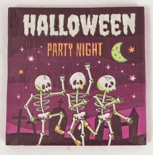 PARTY PAPÍR SZALVÉTA, 20 DARABOS, CSONTVÁZ MINTÁS,