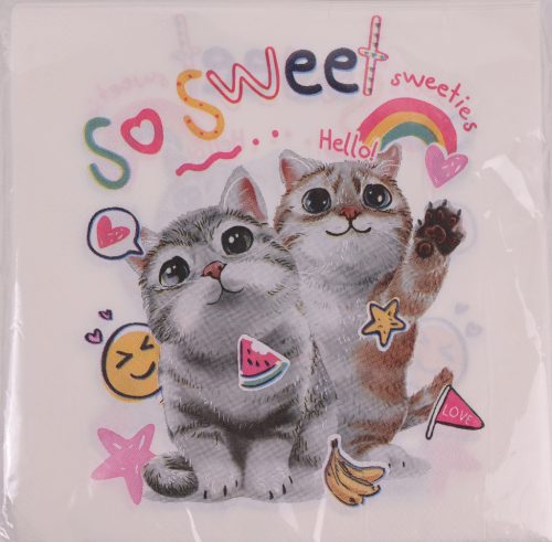 PARTY PAPÍR SZALVÉTA, 20 DARABOS, MACSKÁS