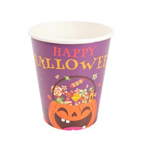 PARTY PAPÍR POHÁR, 10 DARABOS, HALLOWEEN MINTÁS, LILA