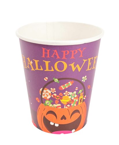 PARTY PAPÍR POHÁR, 10 DARABOS, HALLOWEEN MINTÁS, LILA