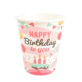   PARTY PAPÍR POHÁR, 10 DARABOS, HAPPY BIRTHDAY FELIRATTAL, TORTÁS