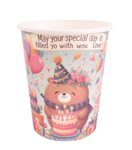 PARTY PAPÍR POHÁR, 10 DARABOS, SZÜLINAPOS, MACIS