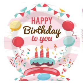   PARTY PAPÍR TÁNYÉR, 10 DARABOS, HAPPY BIRTHDAY FELIRATTAL, TORTÁS