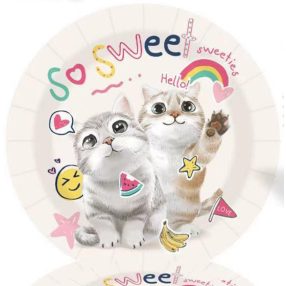 PARTY PAPÍR TÁNYÉR, 10 DARABOS, MACSKÁS