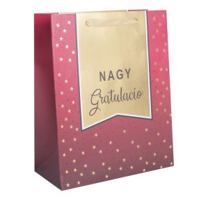   PAPÍRTASAK MATT, ARANY FÉNYES NYOMÁSSAL, BORDÓ, NAGY GRATULÁCIÓ
